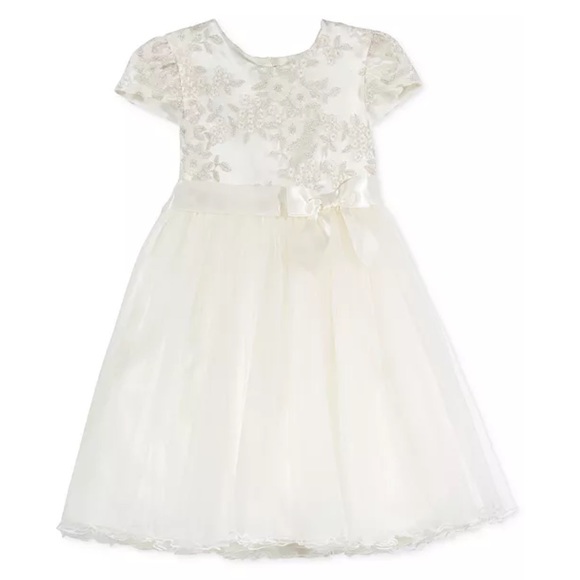 Bonnie Jean Other - Bonnie Jean Floral-embroidered Tulle Dress Size 4